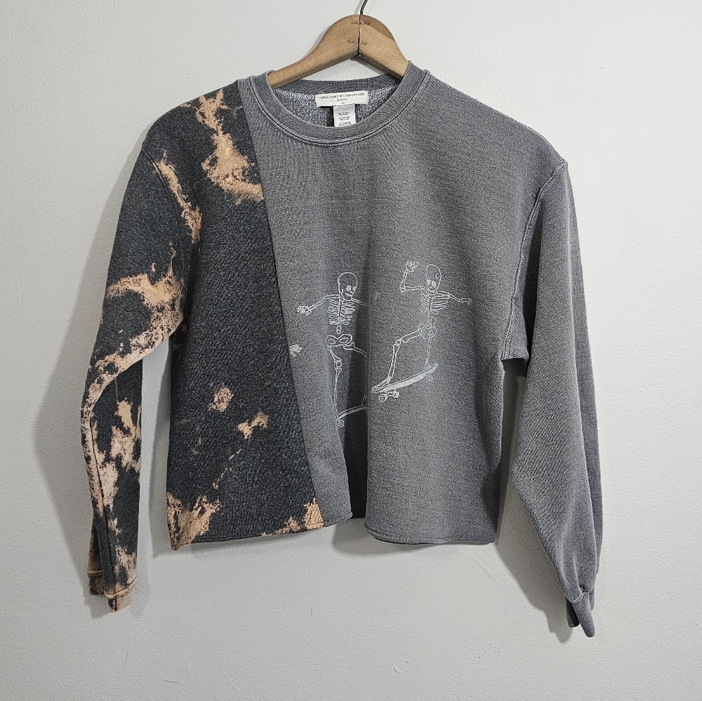 Custom Upcycled Reworked Urban Outfitters Skeleton Sweatshirt - Picture 1 of 3